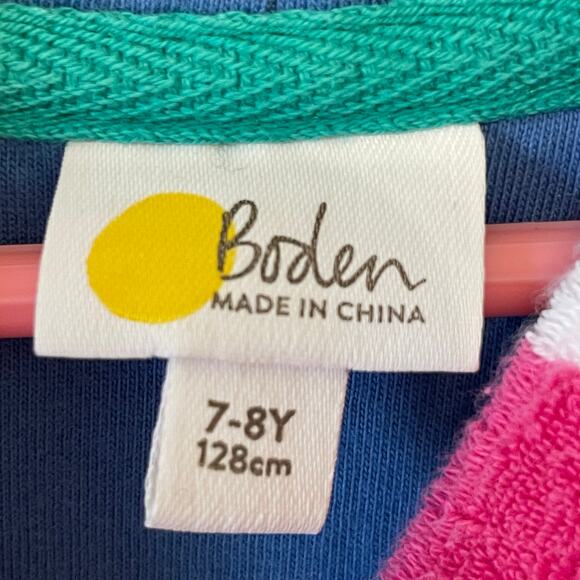 Boden 7-8Y Girls long sleeve hoodie stripe turtle white pink animal cozy comfy - Picture 4 of 7